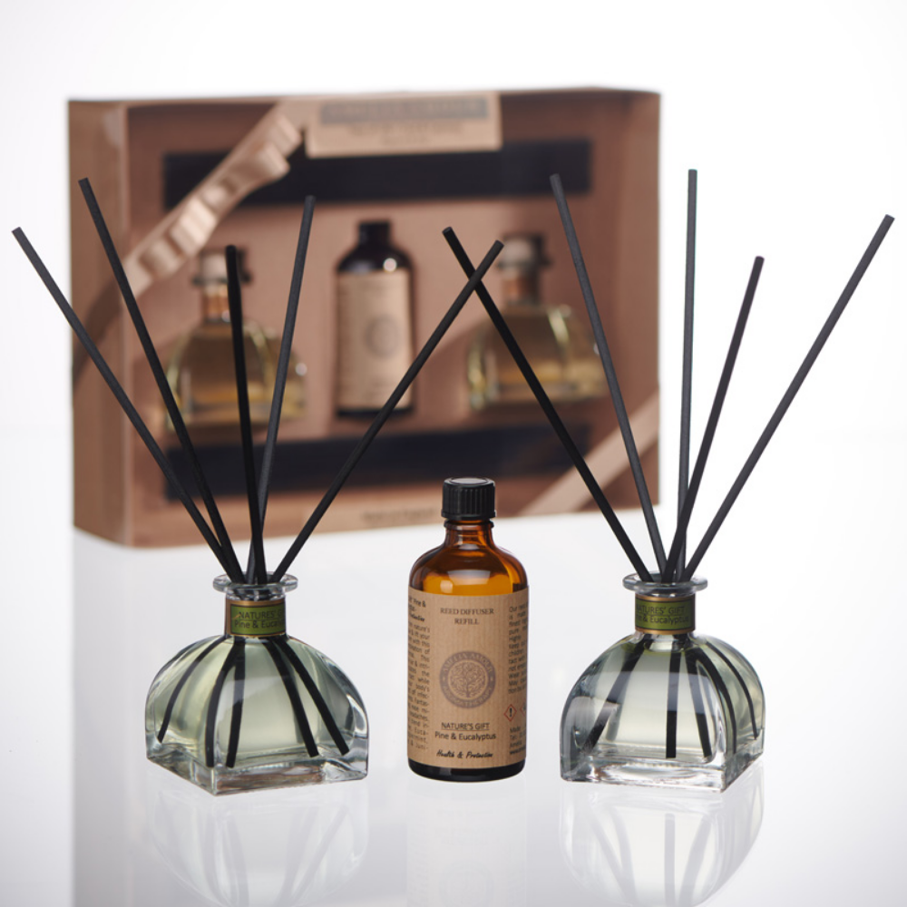 'Nature's Gift' Gift Set - 2 Diffusers & Refill - Pine & Eucalyptus - Amelia Amour London
