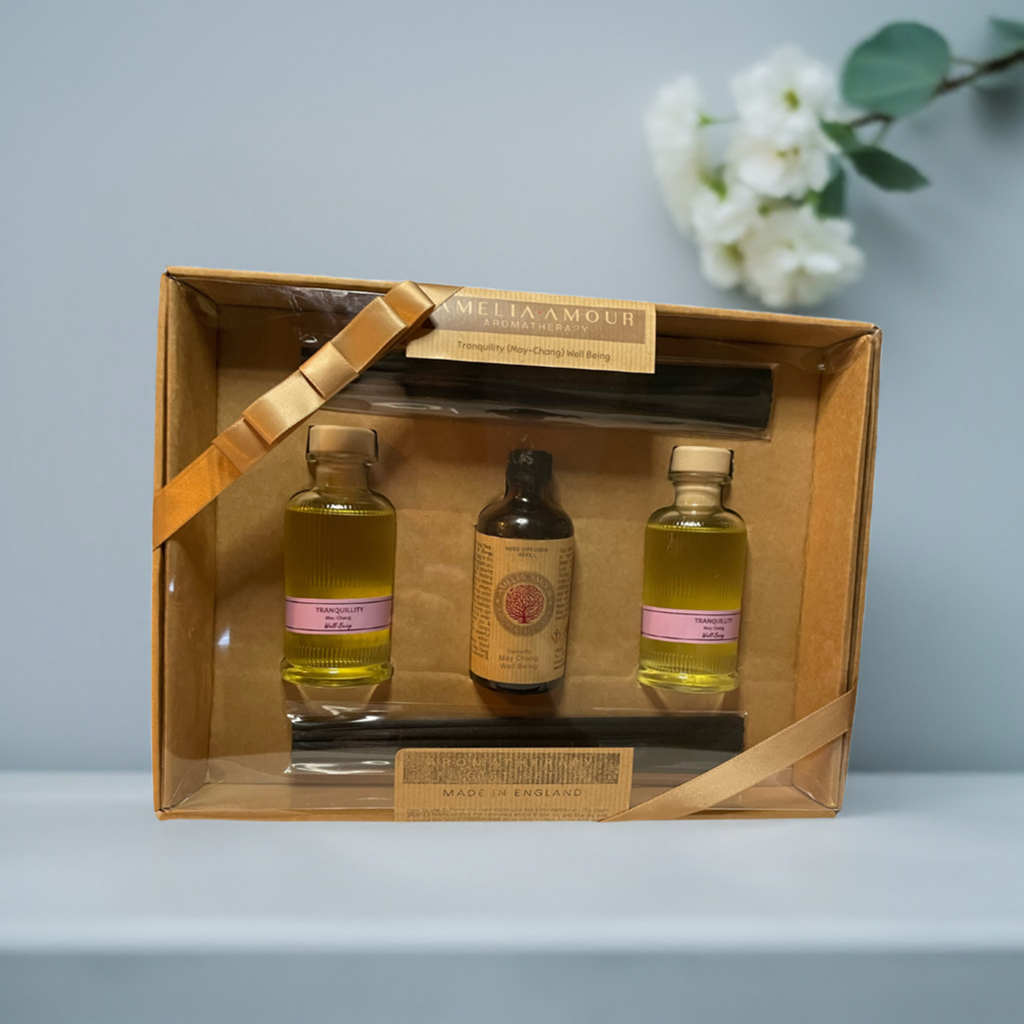 'Tranquility' Gift Set - 2 Diffusers & Refill - May Chang - Amelia Amour London