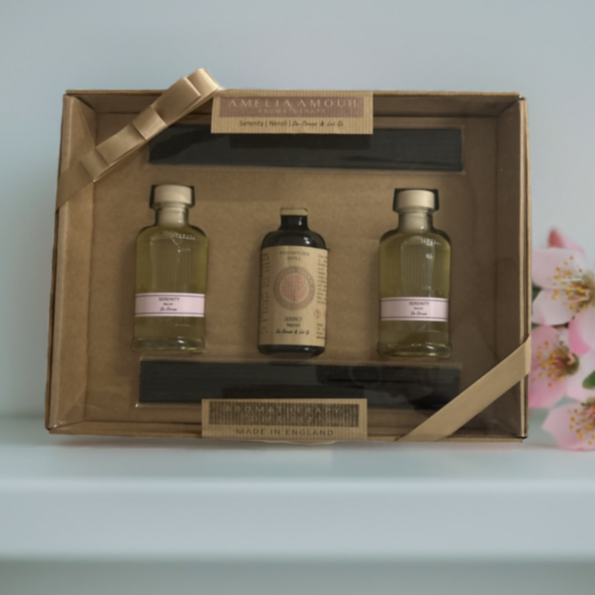 'Serenity' Gift Set - 2 Diffusers & Refill - Neroli - Amelia Amour London