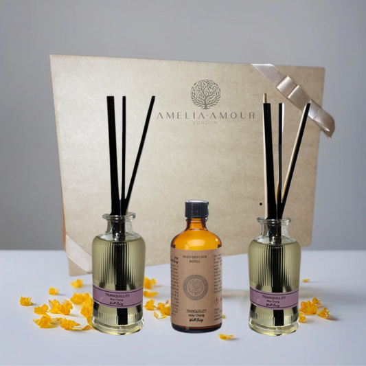 'Tranquility' Gift Set - 2 Diffusers & Refill - May Chang - Amelia Amour London