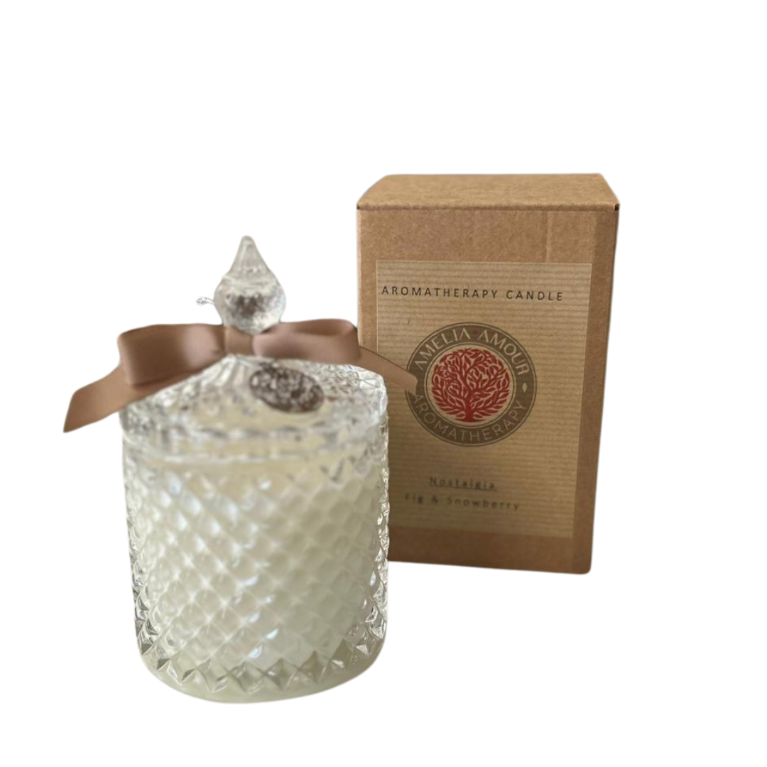 "Nostalgia" Crystal Glass Aromatherapy Candle - Fig and Snowberry - Amelia Amour London