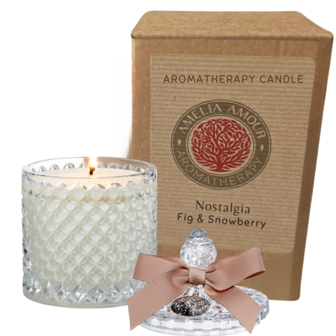 "Nostalgia" Crystal Glass Aromatherapy Candle - Fig and Snowberry - Amelia Amour London