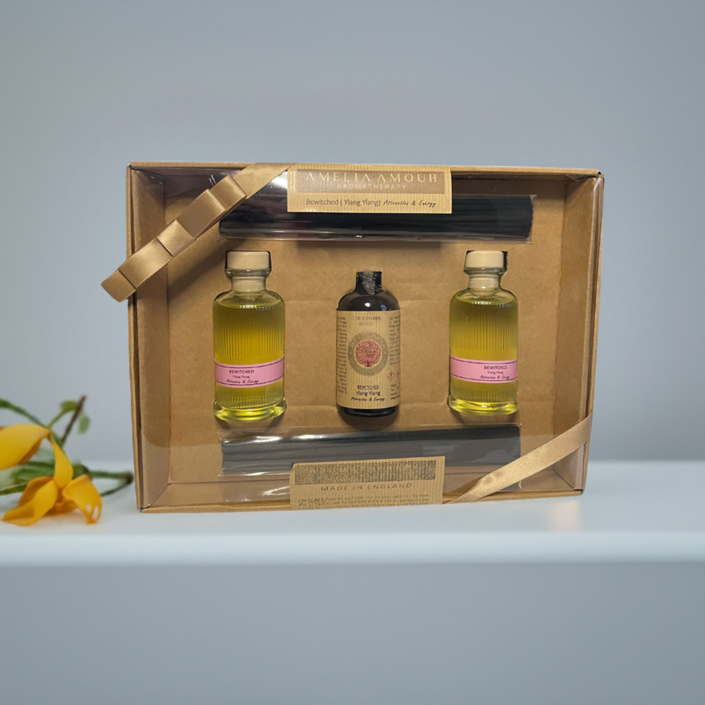 'Bewitched' Gift Set - 2 Diffusers & Refill - Ylang-Ylang - Amelia Amour London. Diffuser Gift Set